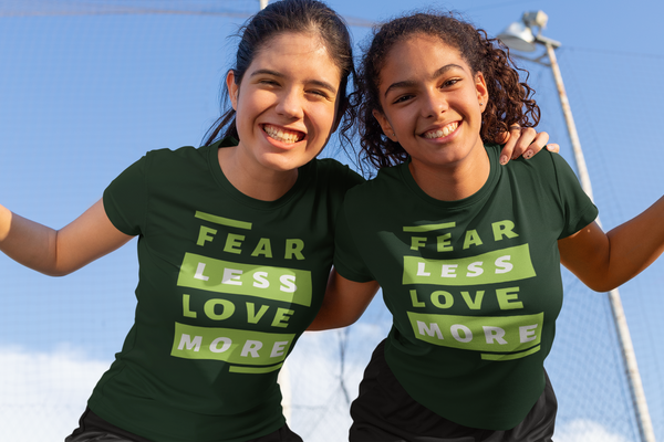 Fear Less Love More Unisex Youth T-Shirt (Dark Gray or Lime Ink)/ Love is Fearless - Janet Newberry Collection