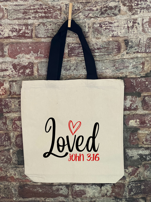 Valentine's Day - Loved John 3:16 Canvas Bag