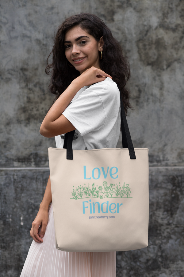 Canvas Bag - Love Finder Aqua / Love is Fearless - Janet Newberry Collection