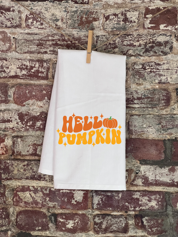 Kitchen Towels - Fall - Retro Hello Pumpkin