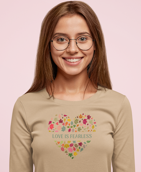 CHRISTMAS - Sage Love Is Fearless Christmas Heart - Long Sleeve T-Shirt