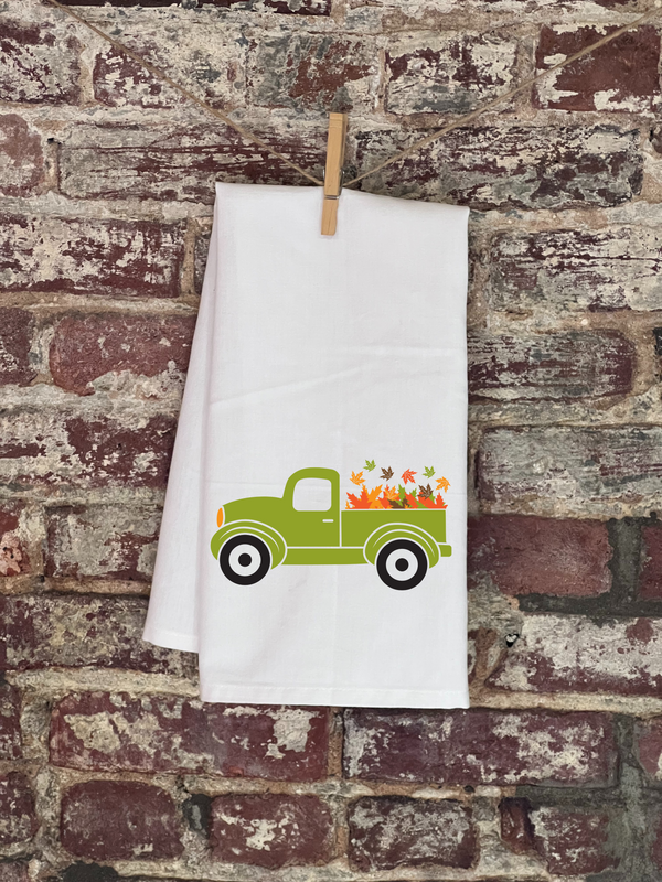 Kitchen Towels - Fall - Fall Truck With Harvest Leaves