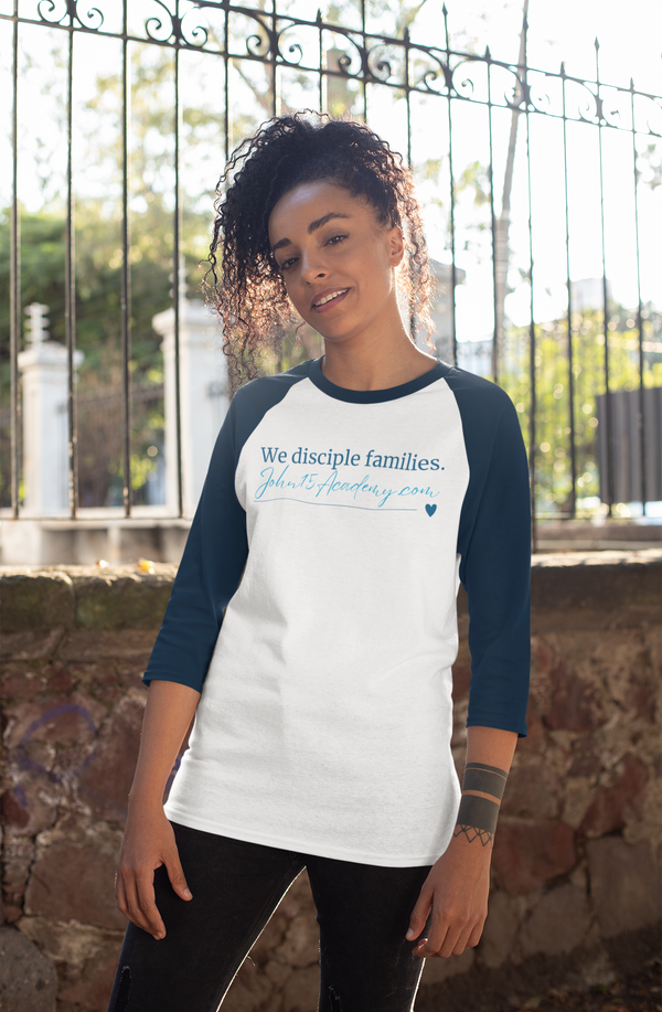 We Disciple Families - Baseball Sleeve T-Shirt / Love is Fearless - Janet Newberry Collection
