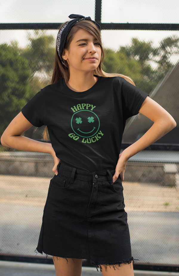 St. Patrick's Day -Happy Go Lucky Smiley Face T-Shirt