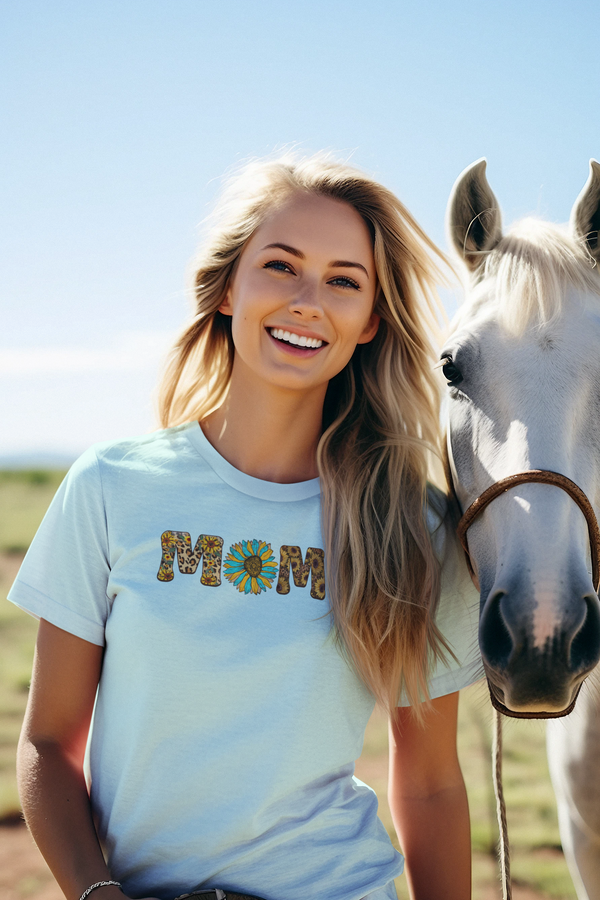 Mother's Day - MOM Turquoise Daisy T-Shirt