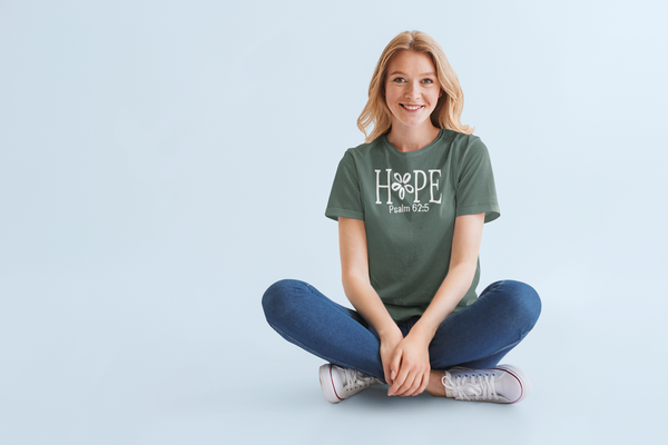 Easter - HOPE with flower Psalm 62:5 T-Shirt