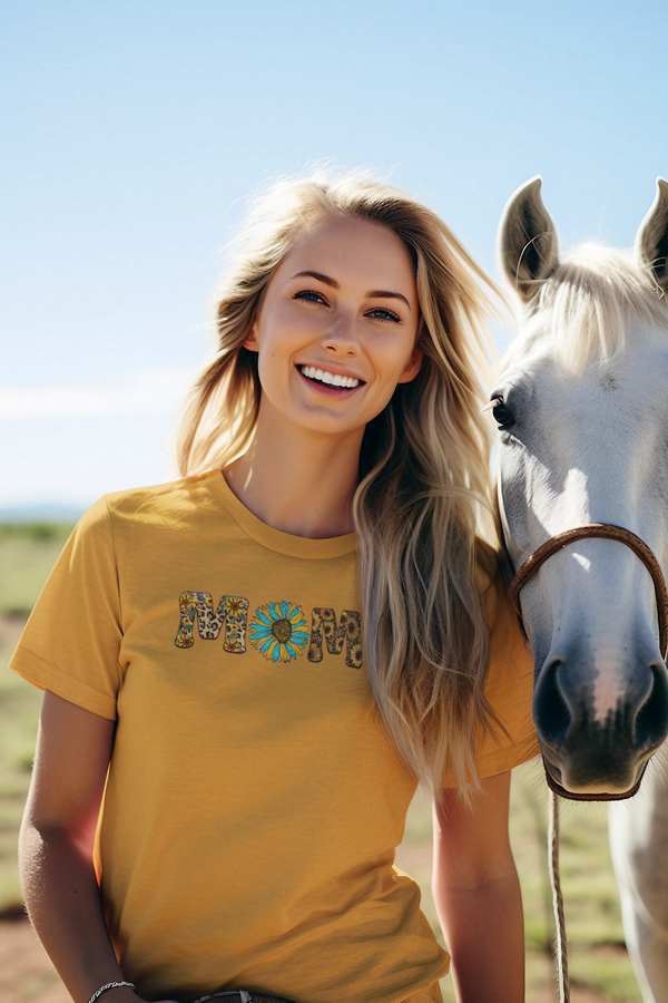 Mother's Day - MOM Turquoise Daisy T-Shirt