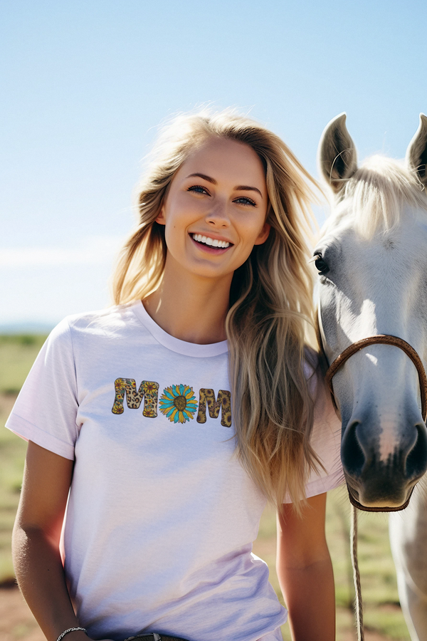 Mother's Day - MOM Turquoise Daisy T-Shirt