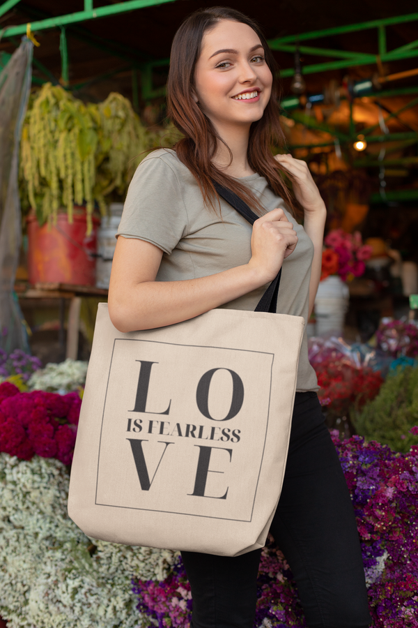 Canvas Bag - Love Is Fearless In Block /  Love is Fearless - Janet Newberry Collection